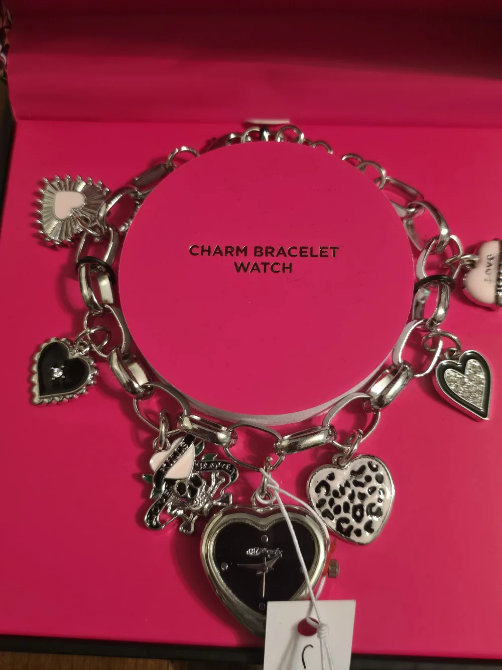 Silver Charm Bracelet Watch By Ed Hardy